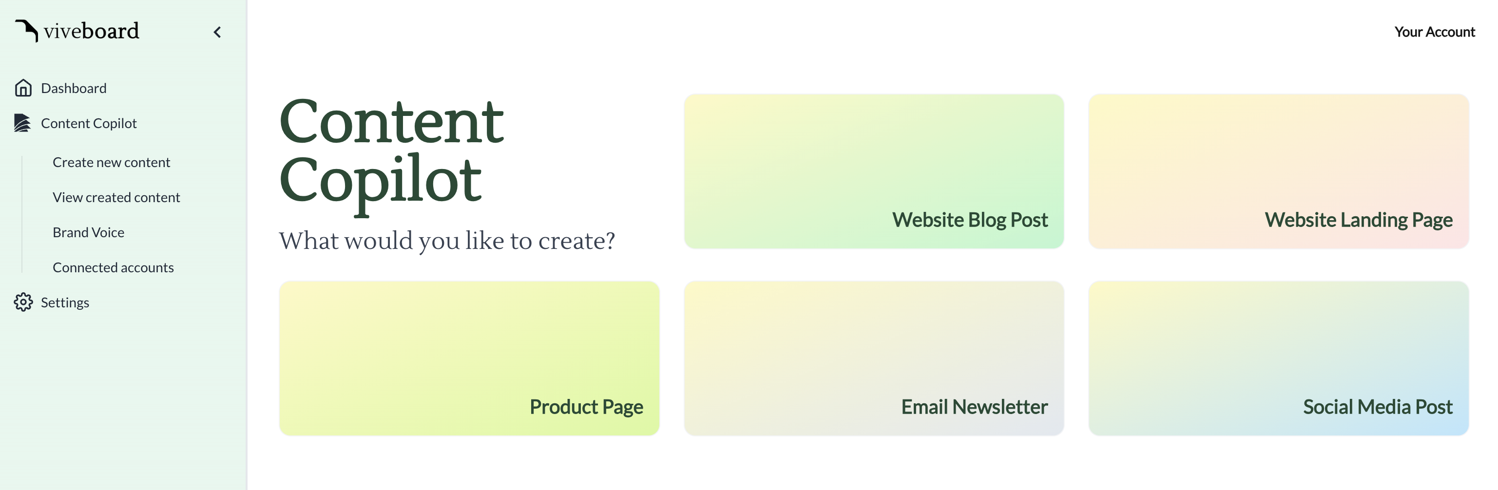 Viveboard Content Copilot interface
